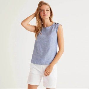 Boden Julianne Linen Shell Top in Chambray, Size 8